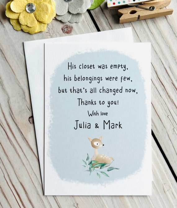 Prewritten Baby Shower Thank You Note Cards Woodland Deer Etsy