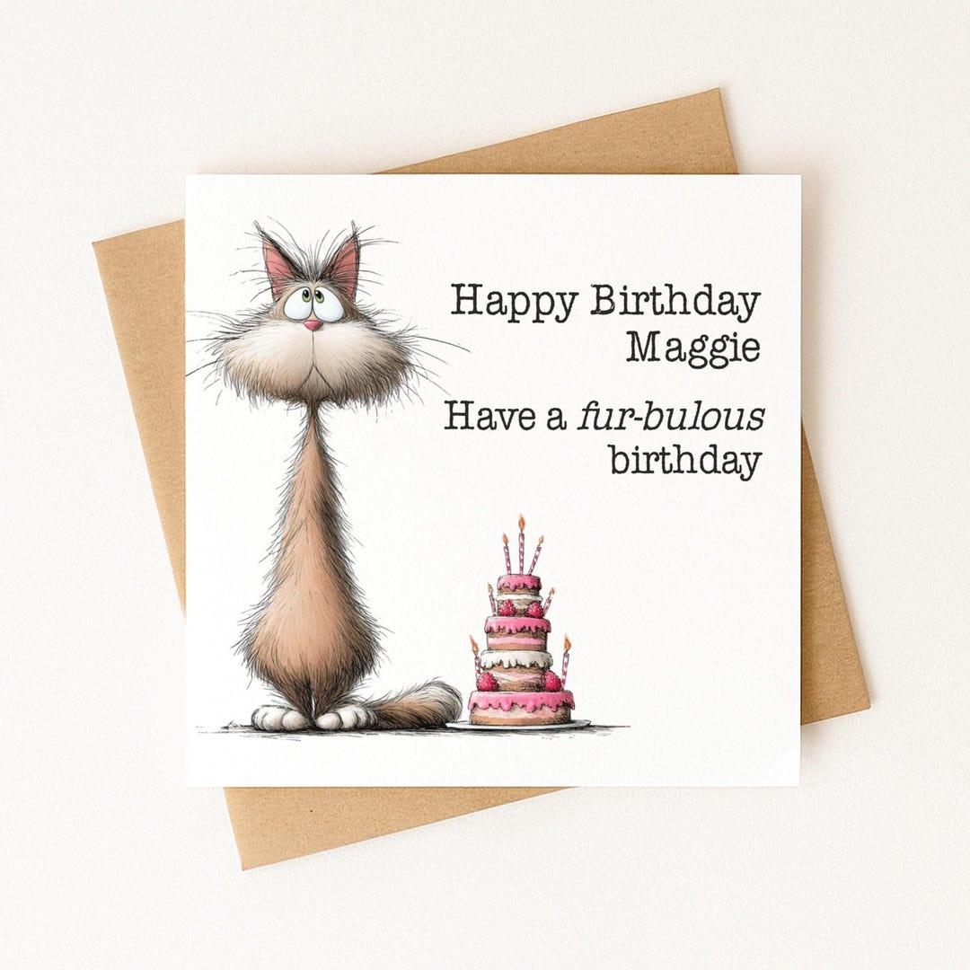 Funny Birthday Card | Personalized Cat Birthday Card | Have a Fur ...