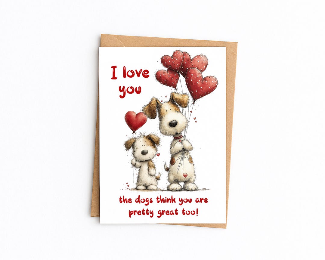 Cute Dog Valentine’s Card – I Love You Card, Funny Dog Couple ...