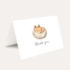 PRINTED Woodland Fox Baby Thank You Card - Fall Baby Shower Thank You - Note Card with Kraft Envelope - Personalization option - Autumn Baby