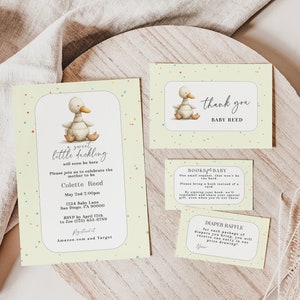Editable Duckling Baby Shower Invitation Bundle, Sweet Baby Duck Gender Neutral Baby Shower Set, Edit on CORJL.com, Instant Download 54