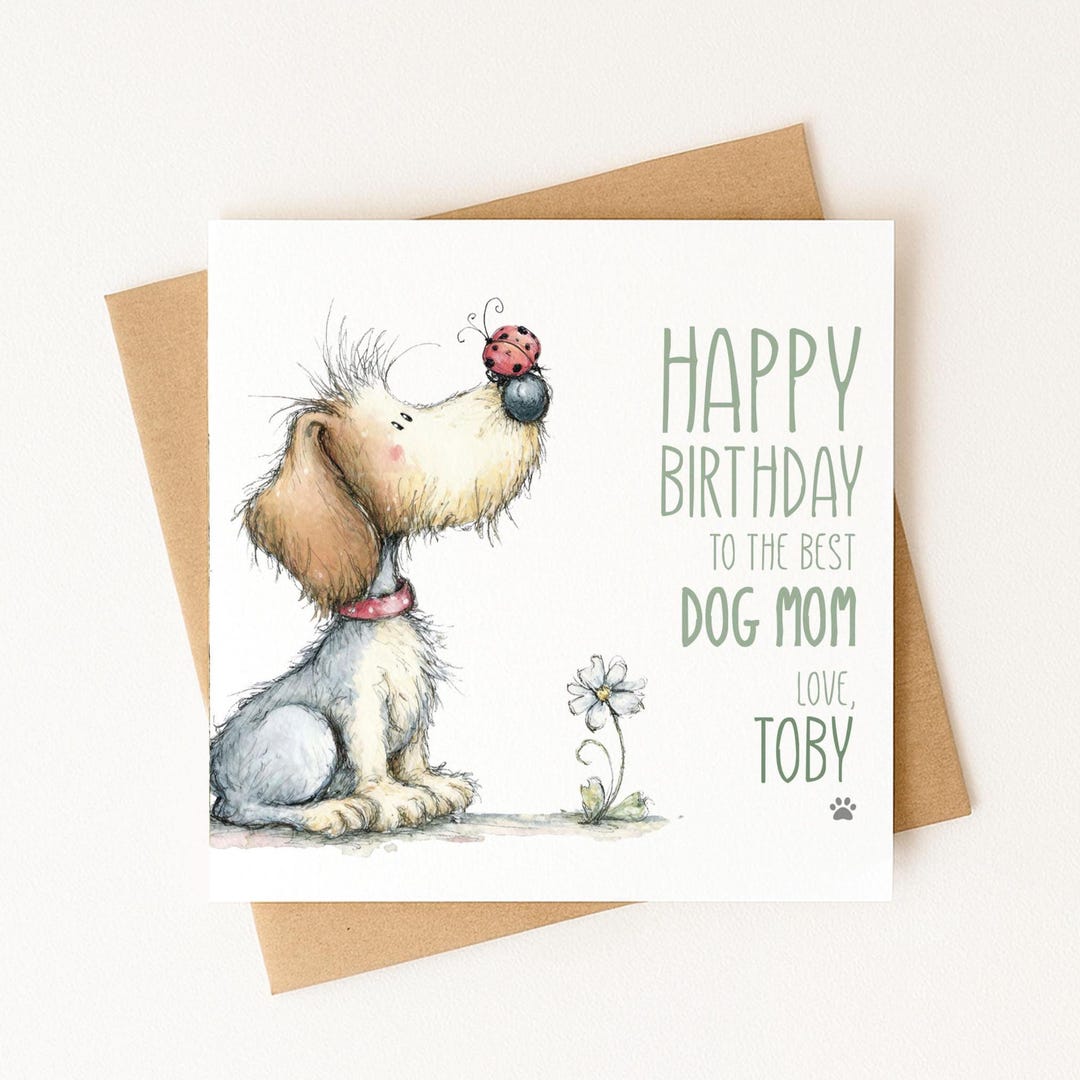 Personalized Dog Mom Birthday Card | Custom Dog Name | Cute Dog Lover ...