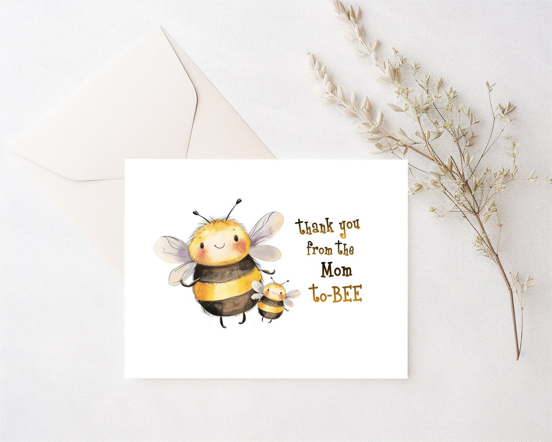 EDITABLE Bee Thank You Card, Baby Shower Mom to BEE Thank You Card ...