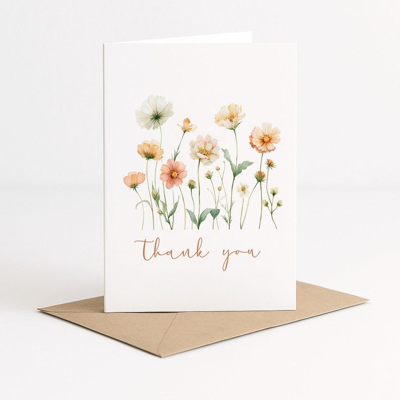 Floral Thank You Cards Set of 12 | Wildflower Note Card Set | A1 Cards ...