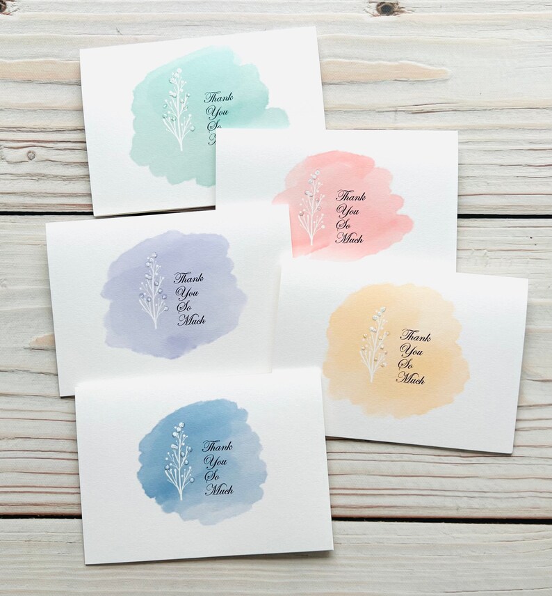 Thank you card sets Watercolor Art Thank You Cards Hand finished with ...