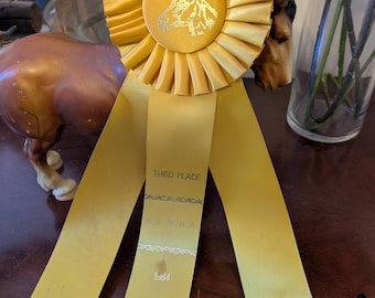 Third Place N.V.W.H.A Equine Yellow Rosette Award Ribbon
