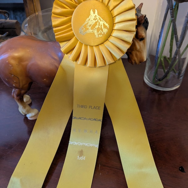 Third Place N.V.W.H.A Equine Yellow Rosette Award Ribbon