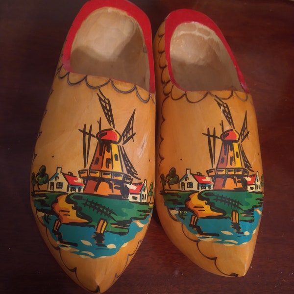 Set of Holland Souvenir Hand Made Wooden Shoes