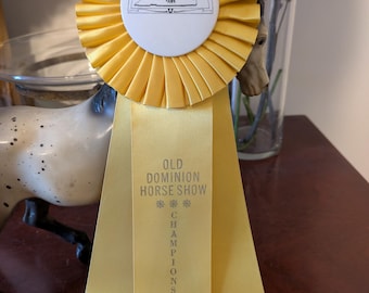 Old Dominion Horse Show Champion Yellow Rosette Award Ribbon