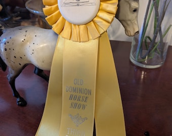 Third Place Old Dominion Morgan Horse Show Yellow Rosette Award Ribbon