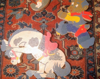 Wooden Folk Art Bronco & Cowboy Wall Hanging