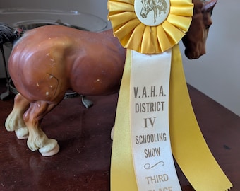 Third Place V.A.H.A Equine Yellow Rosette Award Ribbon