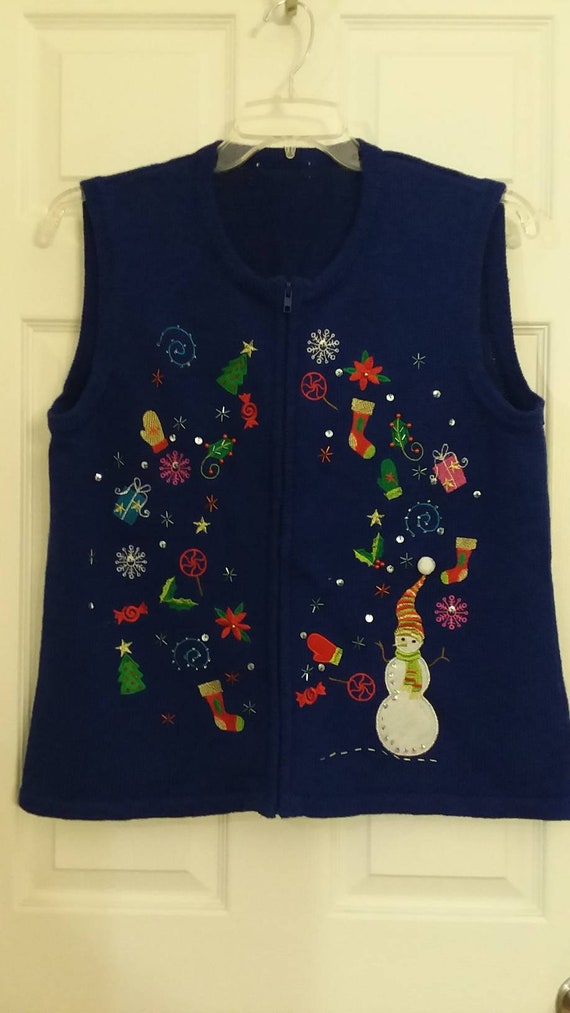 Ugly Christmas Sweater with Snowman - Size Medium