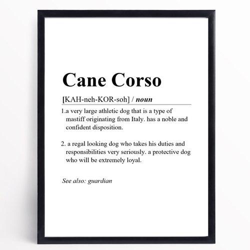 Cane Corso Definition Print INSTANT DOWNLOAD Wall Art Etsy