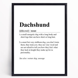 Dachshund Definition Print | INSTANT DOWNLOAD | Wall Art Print | Word Definition | Dictionary Print | Dachshund Décor