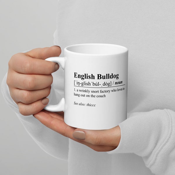 English Bulldog Coffee Mug | White glossy ceramic mug | English Bulldog gifts