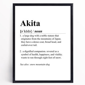 Akita Definition Print | INSTANT DOWNLOAD | Wall Art Print | Word Definition | Dictionary Print | Akita Decor