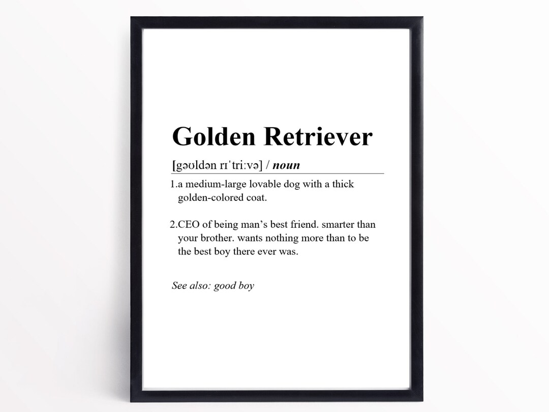 Golden Retriever Definition Print INSTANT DOWNLOAD Wall Art Print Word