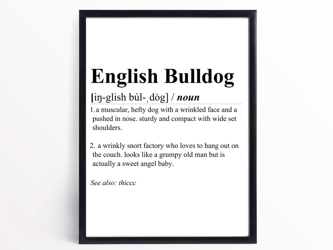 English Bulldog Definition Print INSTANT DOWNLOAD Wall Art Print Word