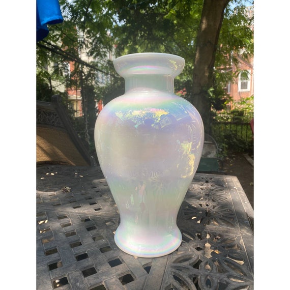 Vintage Iridescent Vase American Hand Blown Glass Pearl Pastel Etsy
