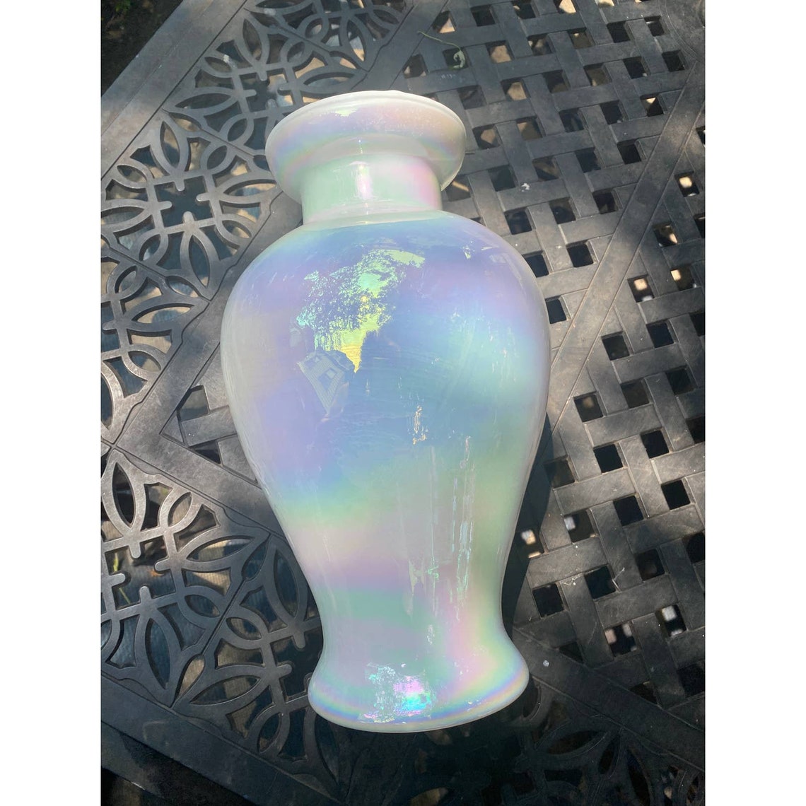 Vintage Iridescent Vase American Hand Blown Glass Pearl Pastel Etsy