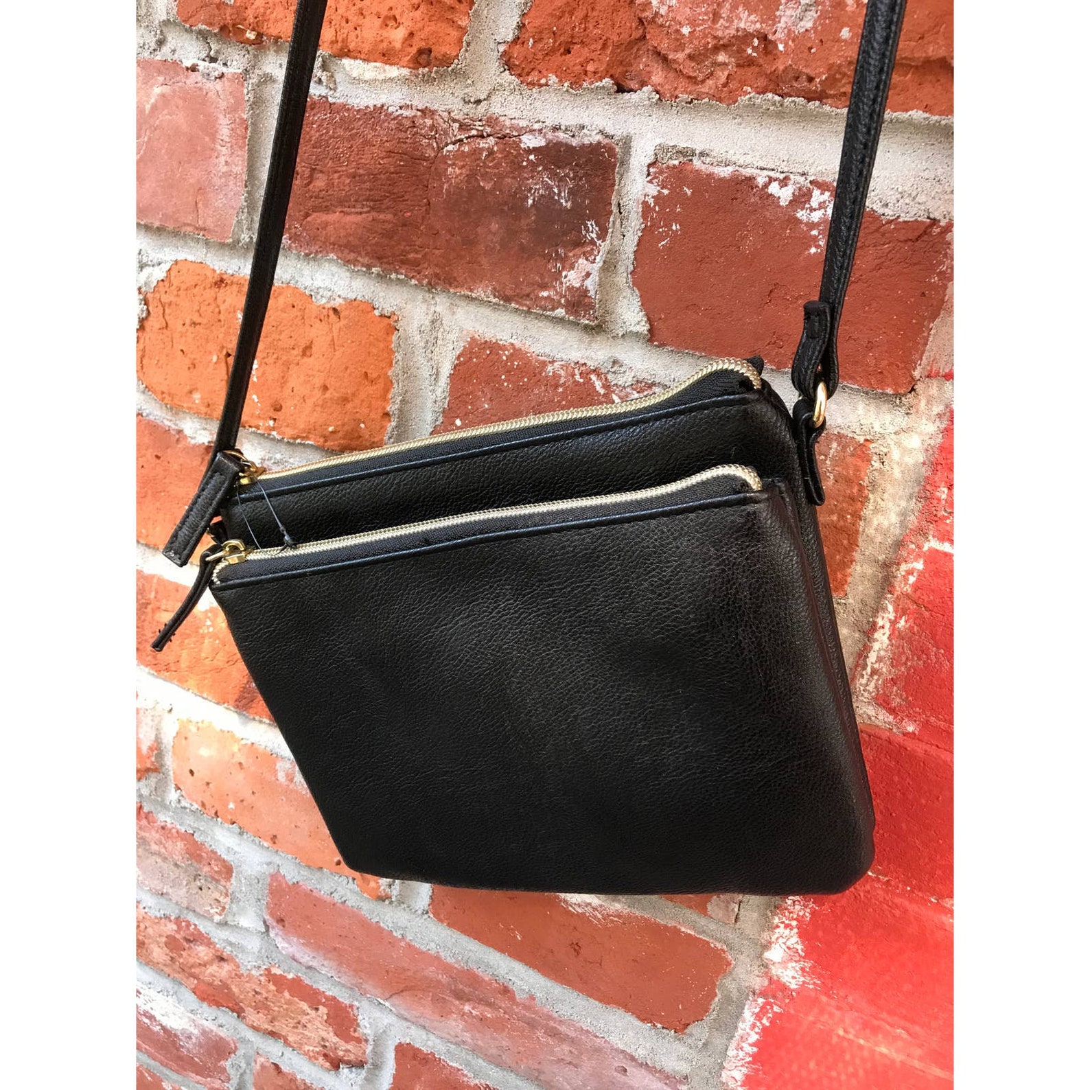 Women's Safe Keeper Crossbody Double Zip Bag in Black Etsy