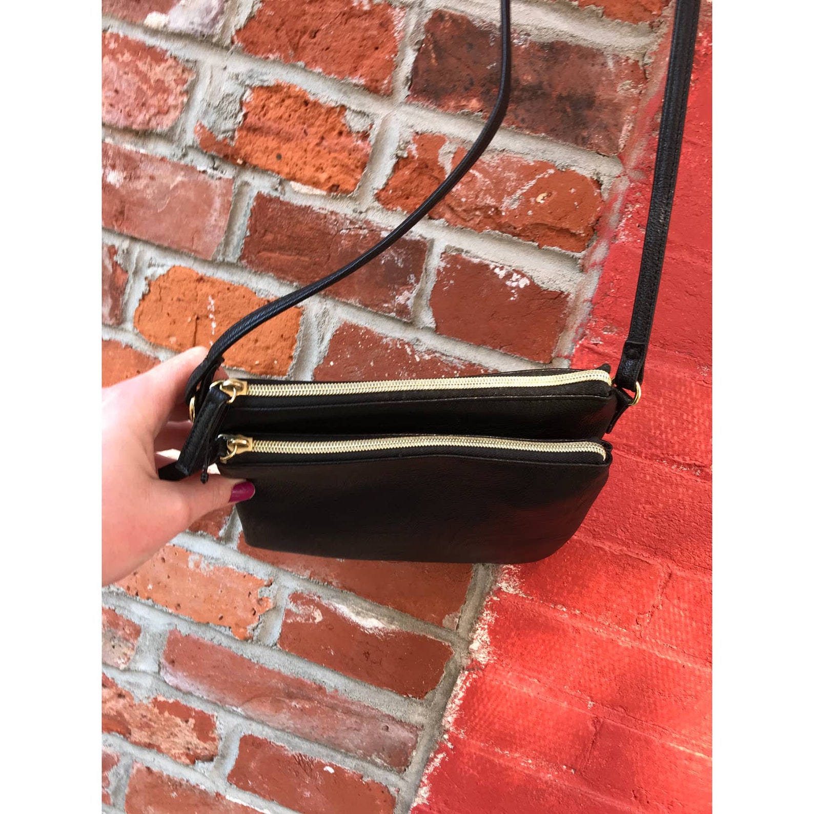 Women's Safe Keeper Crossbody Double Zip Bag in Black Etsy