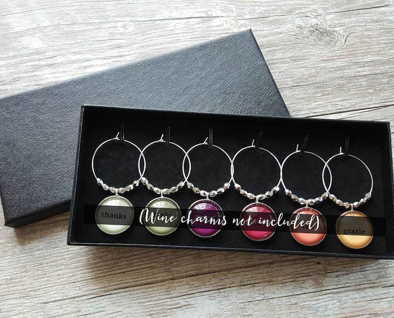 Wine Charm Gift Box Display Elegant Black Exterior With Black Etsy