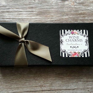 Inebriation 2 Wine Charms, Silver and glass, Set of six, Premium gift box with black velvet lining, Cocktail parties, Birthday gifts, Funny