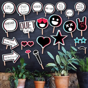 TikTok Photo Booth - Printable Party Props - Instant Download