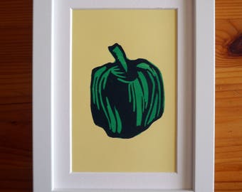 Green Bell Pepper Block Print 4" x 6"