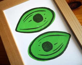 Two Avocados Block Print- 4" x 6"