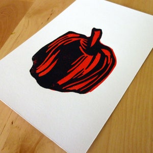 Red Bell Pepper Block Print 4&quot; x 6&quot;