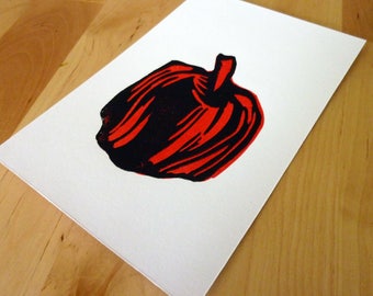 Red Bell Pepper Block Print 4" x 6"