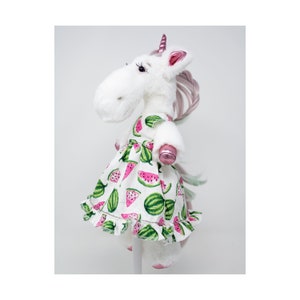 Handmade Unicorn Plush Extra Soft Toy with Long Hair - Watermelon