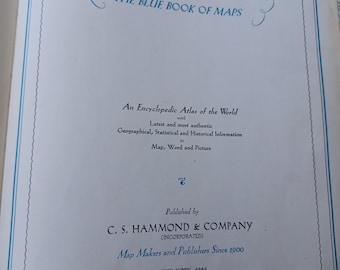 1936 Our Planet The Blue Book Of Maps C.S. Hammond & Co. hardcover book