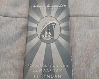 1956 Holland America Line S.S. Maasdam  S.S. Ryndam Cruise Ship Accommodation Booklet