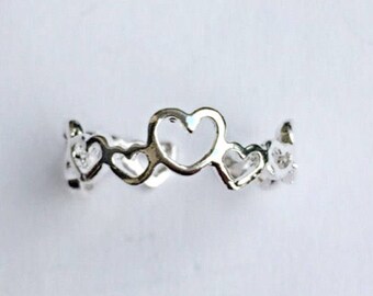 Sterling Silver Hearts Toe Ring