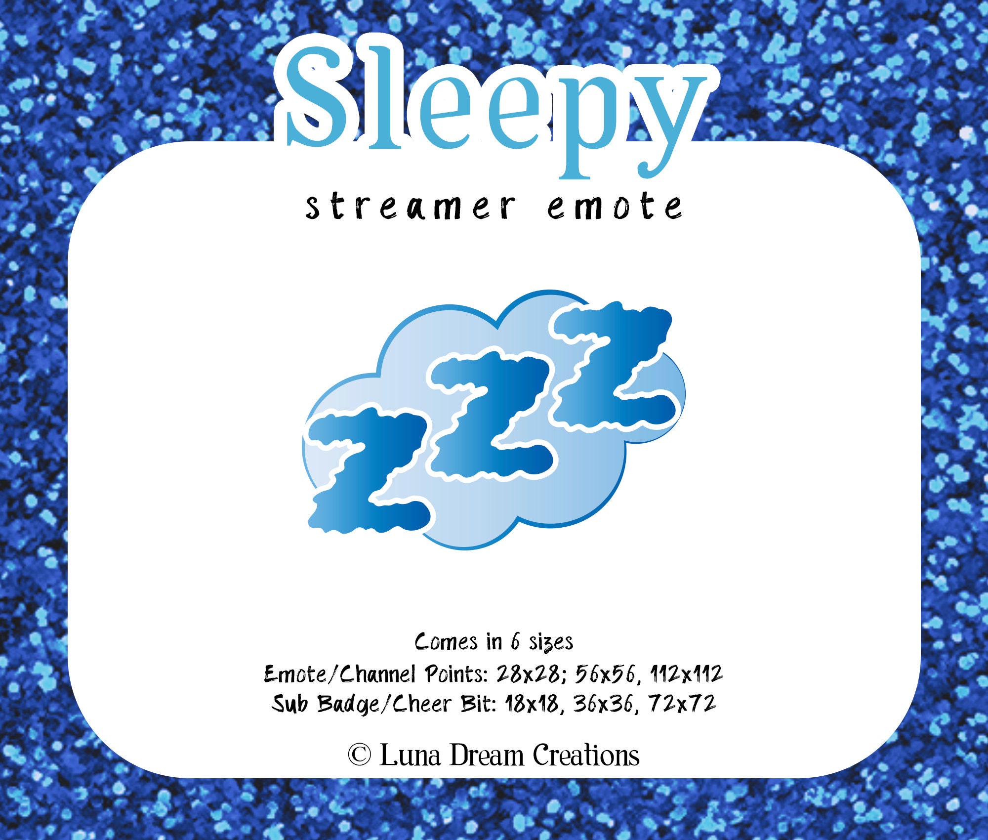 Sleepy Cloud ZZZ Twitch/Discord Streamer Emote Sub Insignia - Etsy España