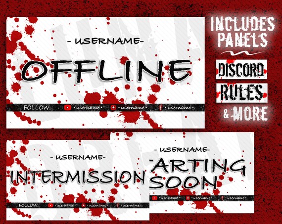 Blood Splatter Twitch Mixer Streamer Package Twitch Panels Etsy