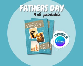 Father's Day Photo Collage Card - 4x6 Printable, DIY Gift (Canva Template)