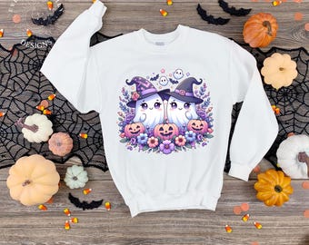 Cute Pastel Halloween Ghosts PNG | Spooky Sublimation Design