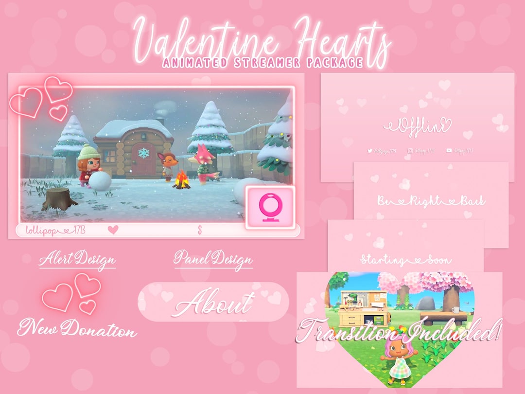 DIGITAL DOWNLOAD Animated Pink Valentine Stream Overlay | Twitch ...