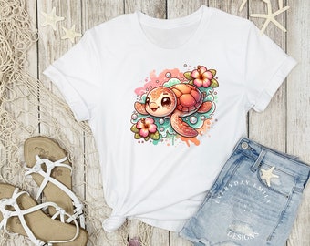 Peachy Meeresschildkröte PNG | Sommer Strand Sublimations Design