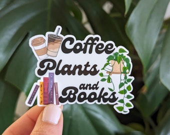 Sticker, Coffee Plants and Books