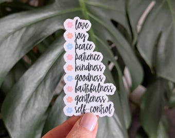 Bible Verse Sticker, Fruit of the Spirit, Galatians 5:22, Pastel Flowers, Christian Faith