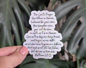 Holographic Bible Verse Sticker, The Lord's Prayer, Matthew 6:9-13, Christian Faith