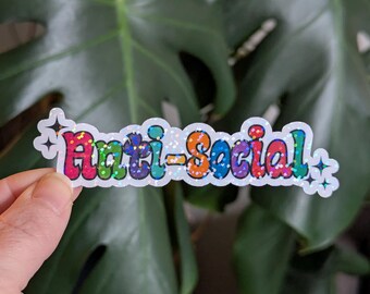Holographic Anti-Social Sticker