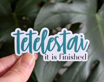 Christian Faith Sticker, Green Tetelestai "It Is Finished"