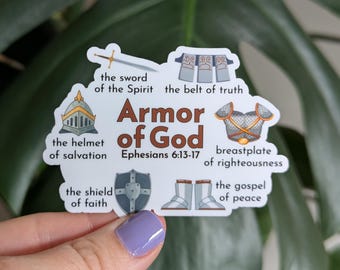 Christian Faith Sticker, Armor of God, Ephesians 6:13-17 Bible Verse